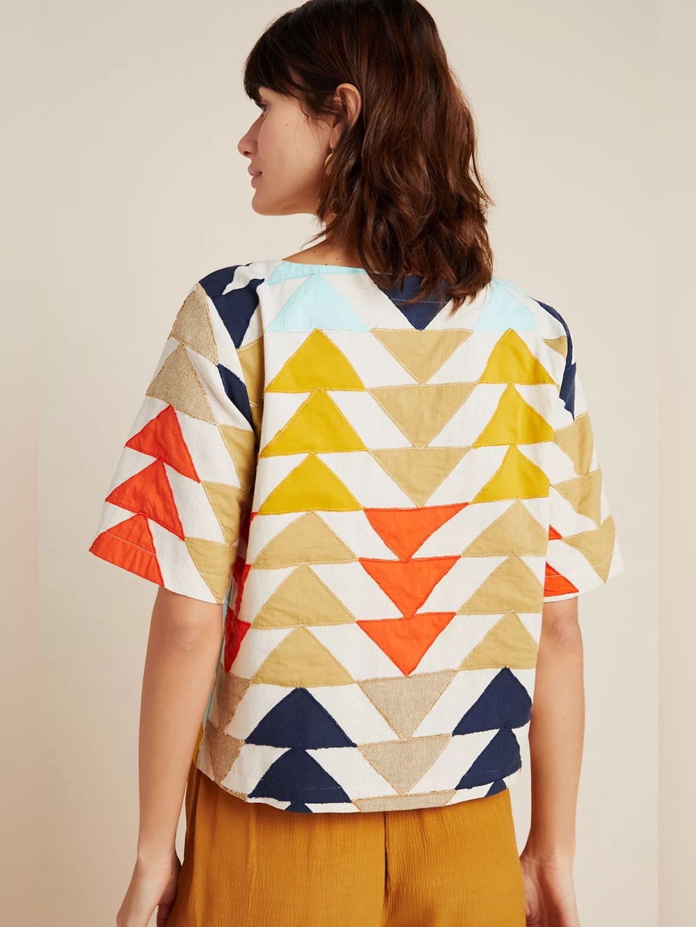 Anthropologie The Odells Uli Abstract Patchwork Blouse - Picture 2 of 7